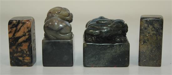 Four Chinese Shoushan stone seals,